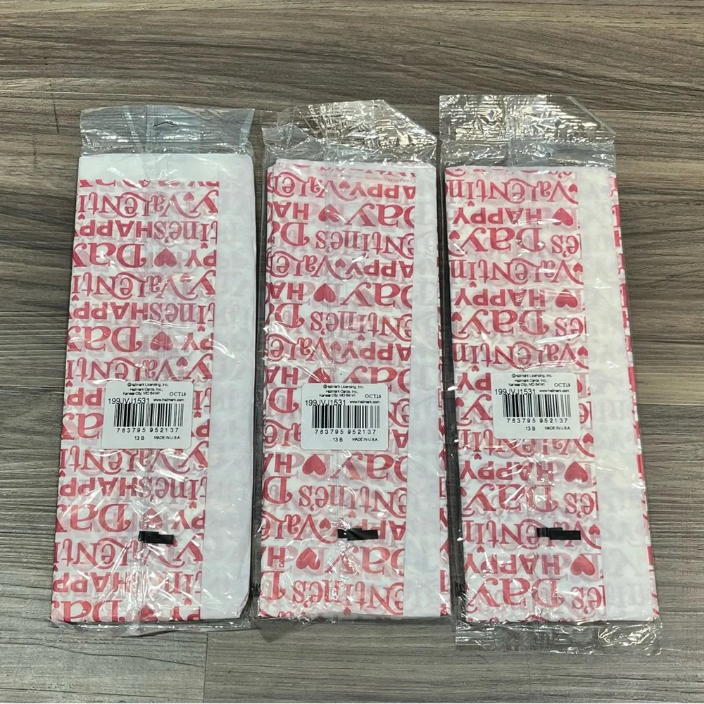 3 Packages Hallmark Happy Valentine's Day Tissue Paper 18 Sheets total